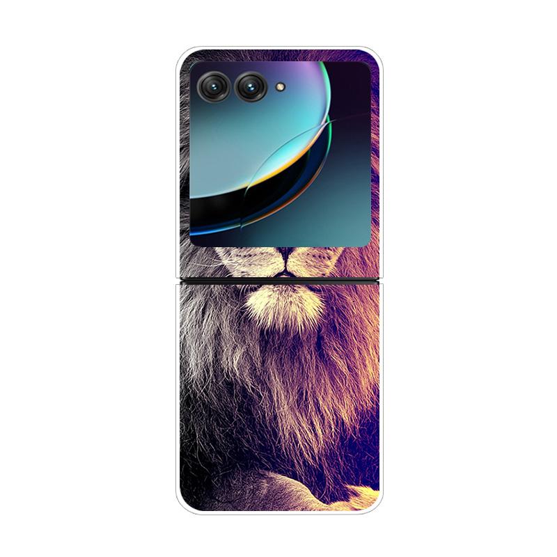 For Moto Razr40 Ultra 5G Case Plastic Wolf Lion Marble PC Hard Back Covers for Motorola Razr 40 Ultra Razr+ Razr4 2023 Capa