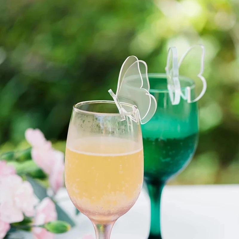 

5/10 шт., бабочка, украшение для бокала вина, акриловые бирки, этикетка для бокала для коктейля, бирка для свадебного напитка, декор для вечеринки по случаю дня рождения 5PCS