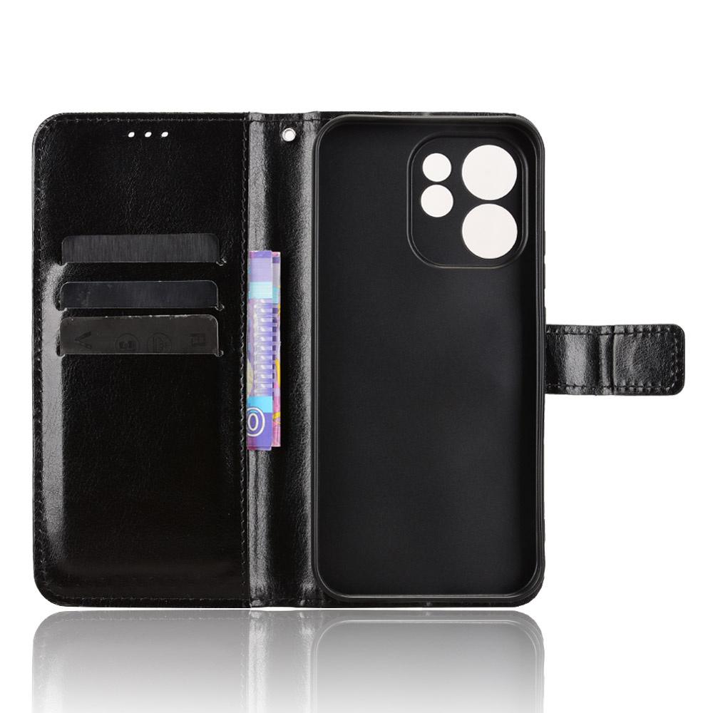 Flip Case for Oppo Reno 15 F / 15 FS, Crazy Horse Wallet, Black
