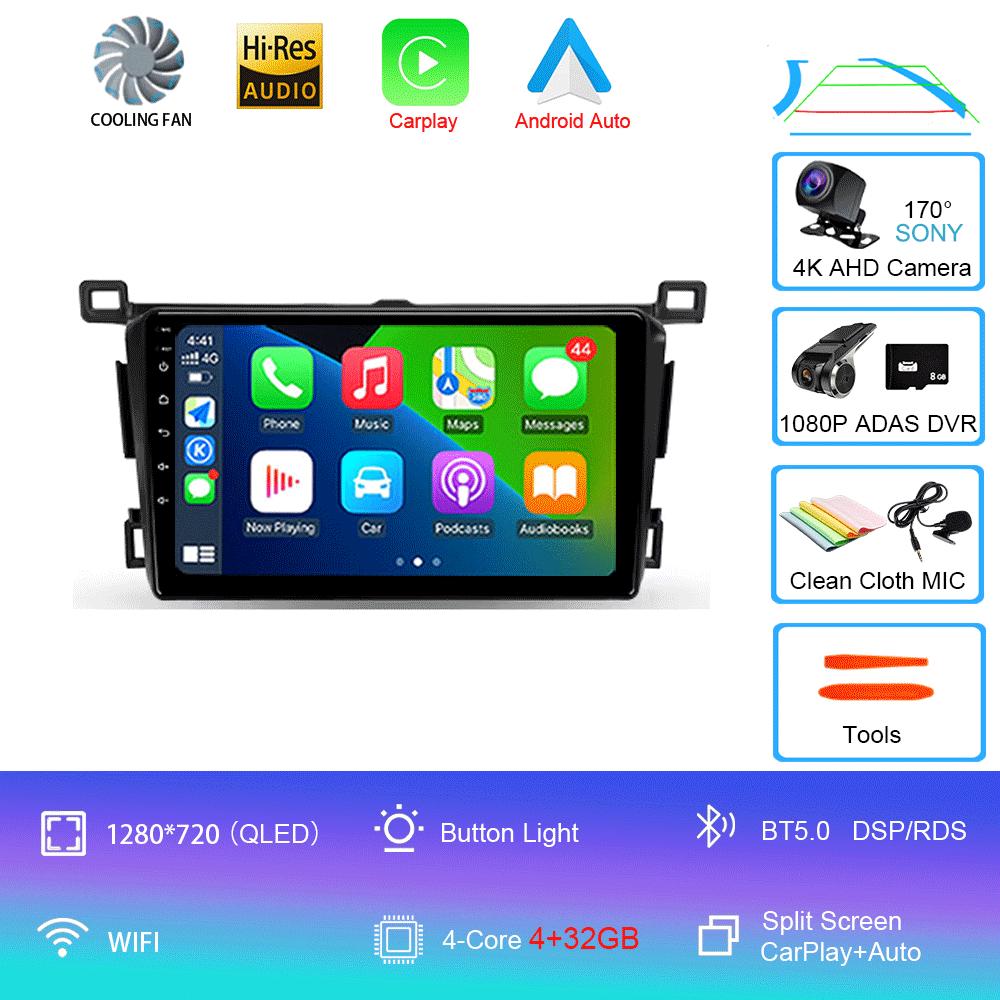 Android 14 For Toyota RAV4 Rav 4 2013 2014 2015 - 2019 Carplay Auto Car Radio GPS Navigation DSP 360 Camera 2 Din Video Stereo