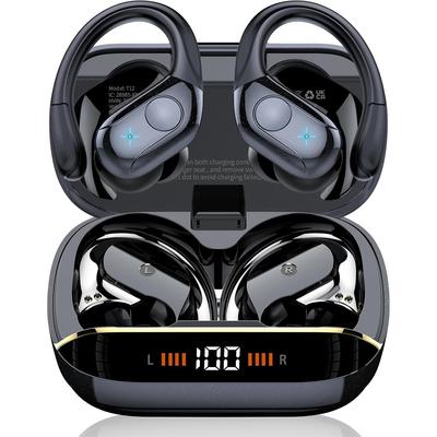 Vezeték nélküli fülhallgató Bluetooth 5.4 fejhallgató 75H sztereó mély basszus sport fülkampók LED kijelző Bluetooth fülhallgató 4 ENC mikrofonnal IP7 vízálló fülhallgató