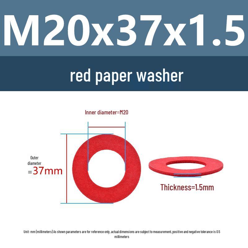 Yigu Red Mica Paper Washer Gasket M2-M20 Flat Washer