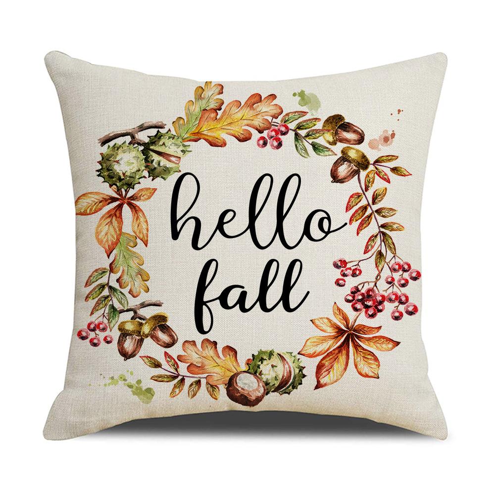 New Pumpkin Maple Leaf Autumn Thanksgiving Pillow Ins Nordic Linen Cushion Cushion Cover Home Products