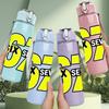 1PC Six Seven Number Print 750ml Color Plastic Sports Water Bottle Leakproof Flip Straw Lid Suitable for Sports Office Home Use