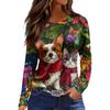 Womens's Fashion Casual Halloween Print V-neck Mid Length Pocket 3/4 Sleeve Top