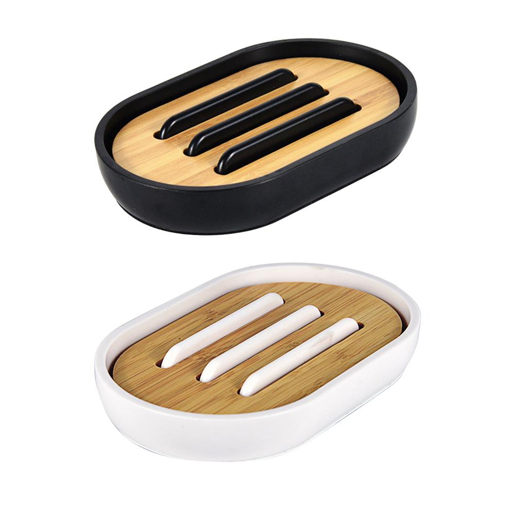 Nature Bamboo Soap Dish Holder Storage Box Container Bathroom Plate with Lid