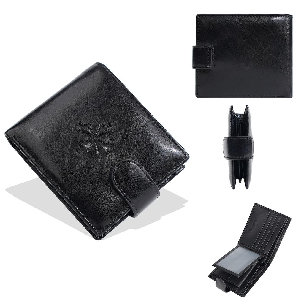 New Wallet Men's Short Men's High-end Retro Pu Buckle Wallet Business Zipper Small Wallet Men