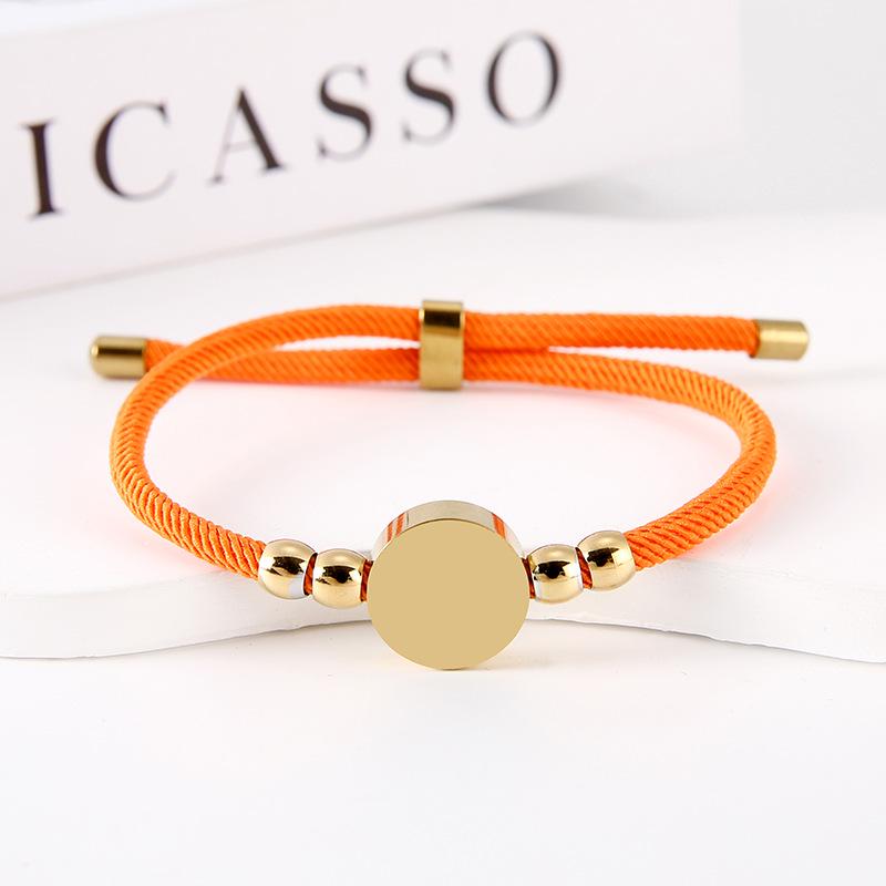 Stainless Steel Multi-Color Adjustable Bracelet with Round Tag for Laser Engraving, 15mm Hole