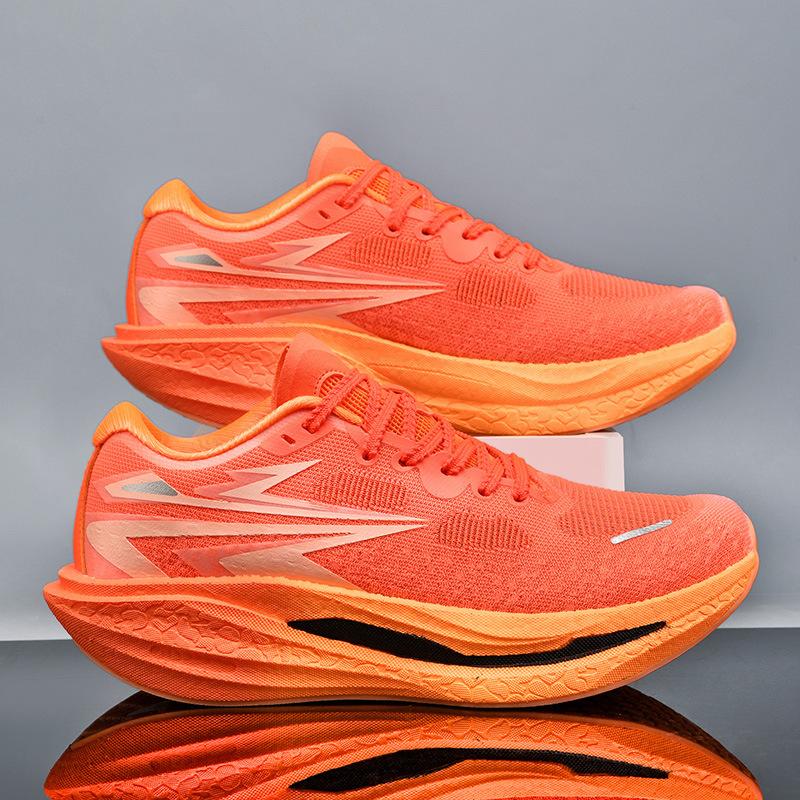 2025 New Full Palm Carbon Board Popcorn Sole Sports Shoes, Student Men's and Women's Racing Shoes, Shock-absorbing Running Shoes