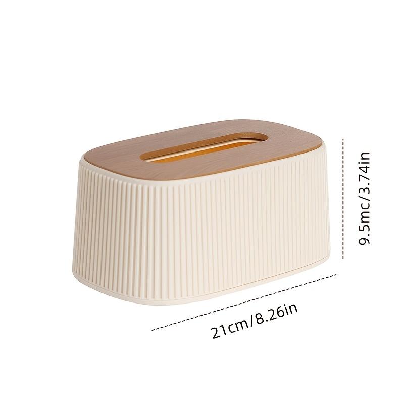 Auto Lift Spring Tissue Dispenser, Lovely Cream Box Cover with Wooden Lid, Perfect for Bathroom, Bedroom & Living Room Use