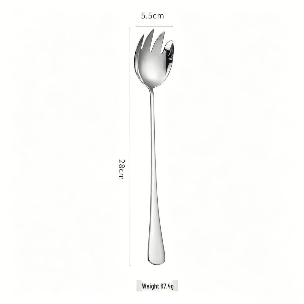 Stainless Steel Buffet Serving Spoon and Fork Set with Long Handles for Canteens and Restaurants