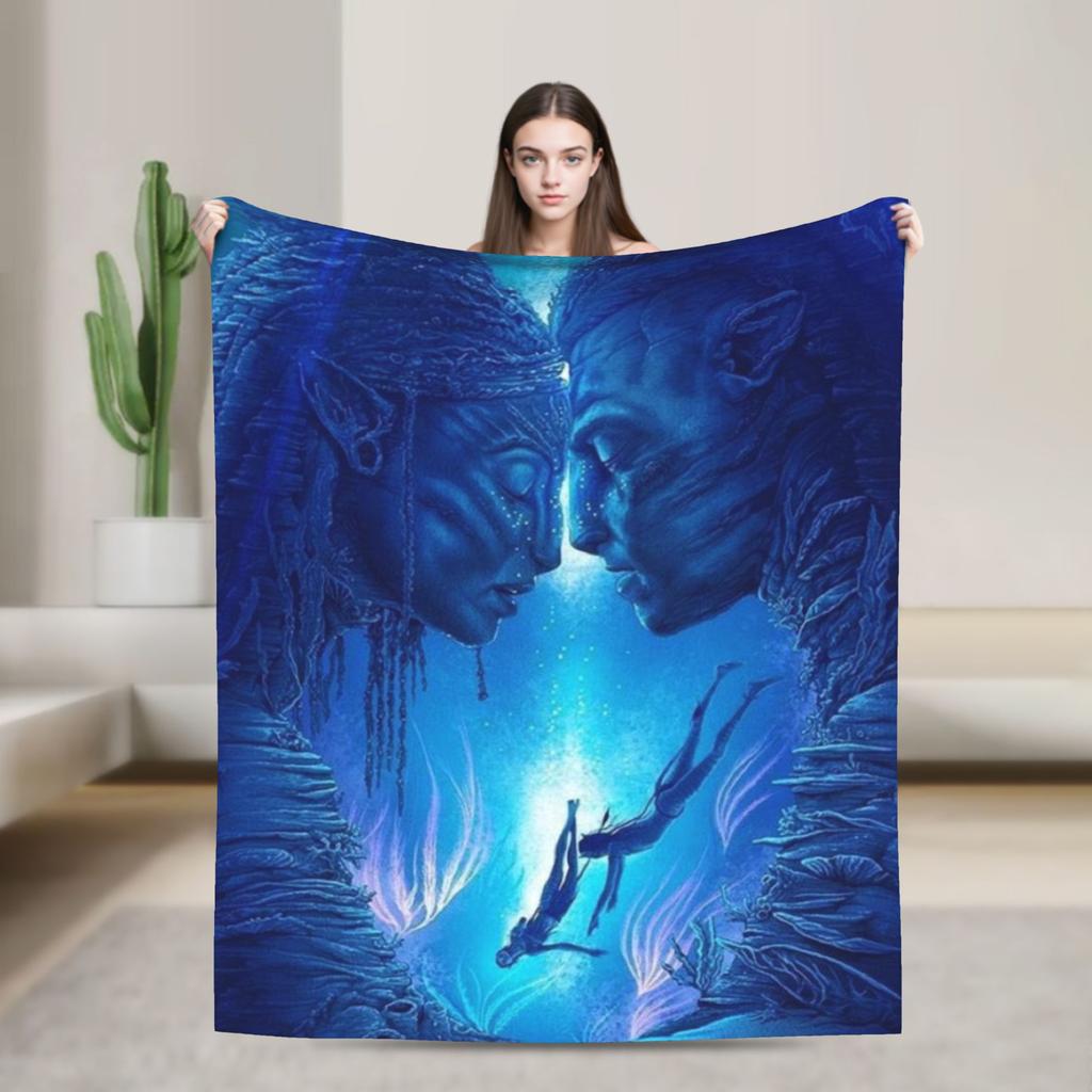Avatars The Way Of Water Movie Poster Flannel Blanket Boy Soft Cozy Throw Blanket Winter Living Room Bedspread Sofa Bed Cover