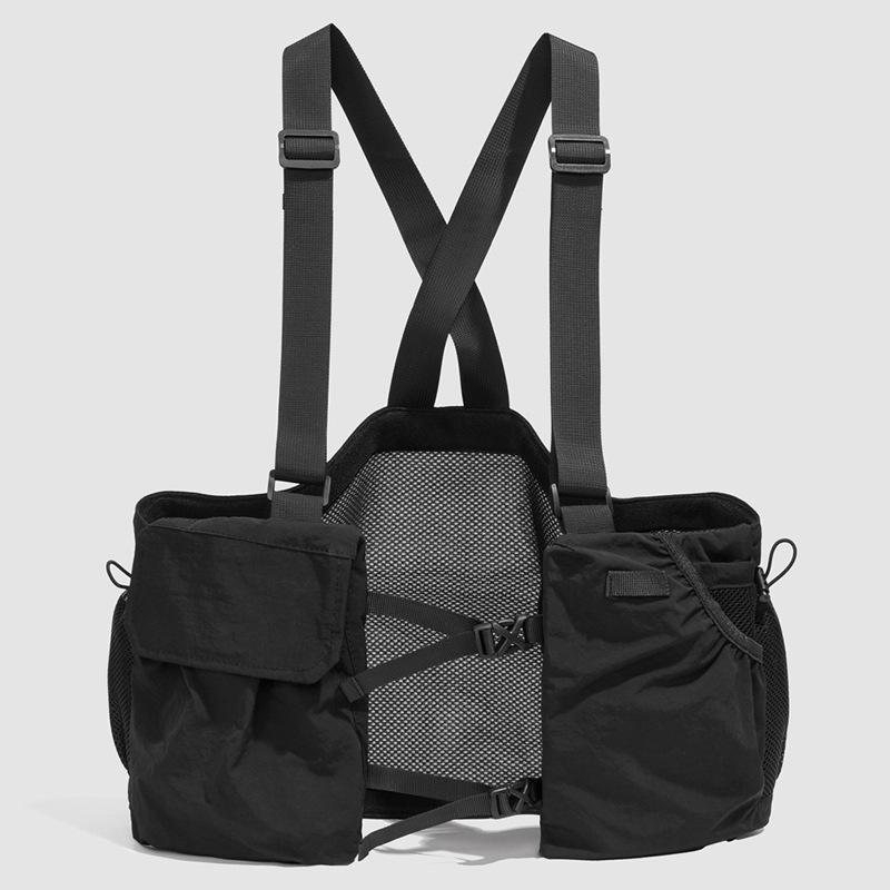 

Minimalist tactical color-blocked vest for summer outdoor hiking and rock climbing, breathable mesh multi-functional vest for men and women Expandable pulley, one si чёрный