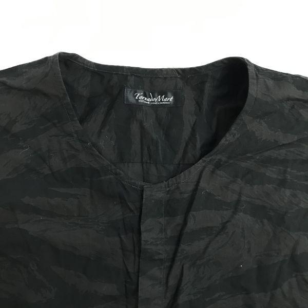 TORNADO MART Black Camouflage Collarless Long Sleeve Shirt Men’s L Cotton(USED)