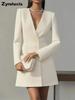 Hot Selling Overseas Long Sleeve Double Row Button Solid Color V-Neck Suit Dress for Girls