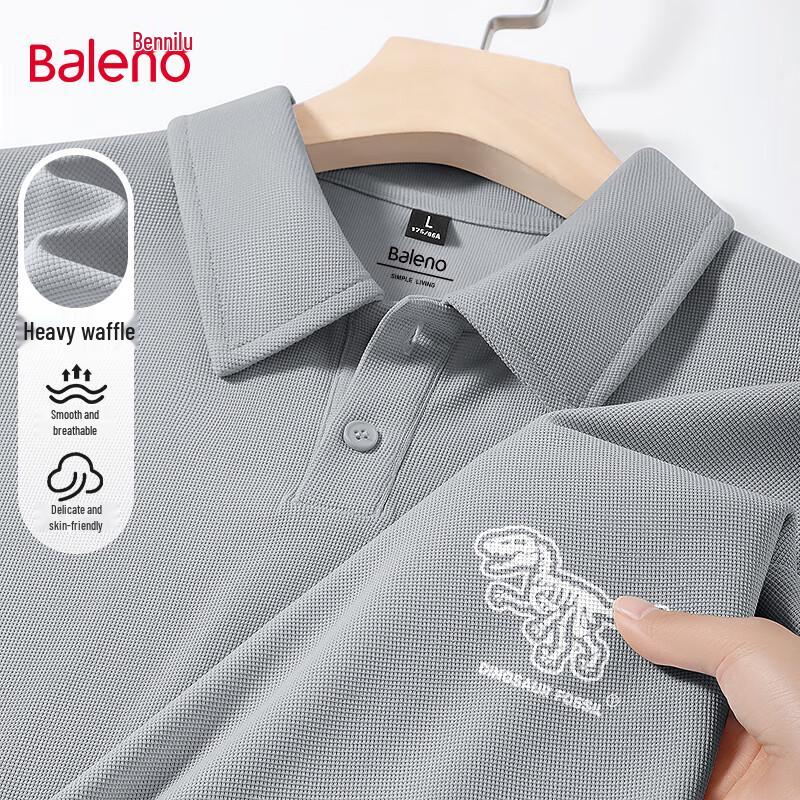 Baleno Herren Premium Sommer Dinosaurier Waffel Poloshirt