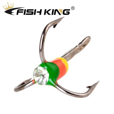 Fish King 5pcs/Pack of High Carbon Steel Two-color Winter Ice Hook with Barbed Tweeter and Diamond Eye Fishing Tackle