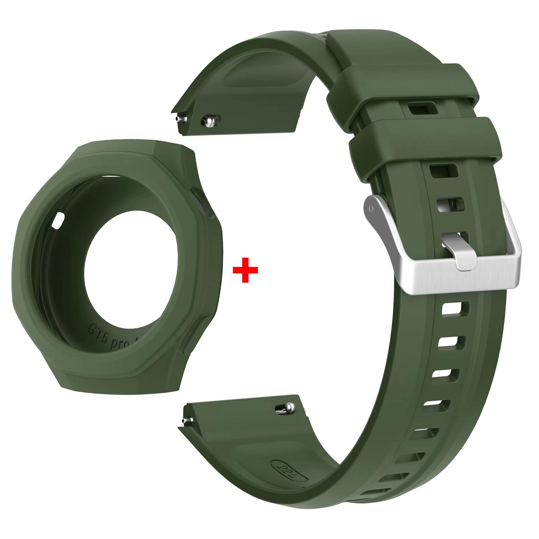 

Silicone Strap For Huawei Watch GT5 Pro 46mm Smart Watch Band + Protective Case Shell Wristband Bracelet Replacement Accessories зелёный