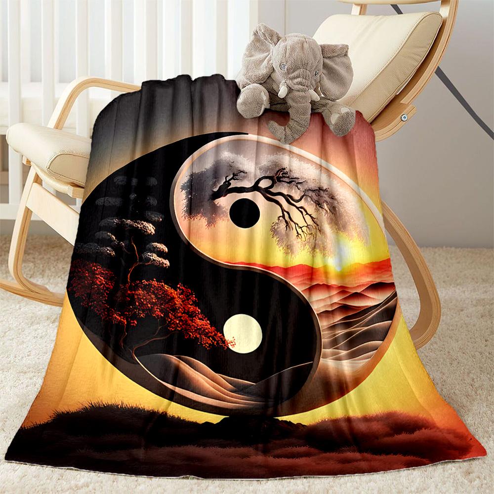 Yingyang Blanket Durable Comfort Perfect for Office Chair Office Picnics Four Seasons Universal Digital Print
