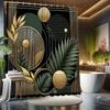 Minimalist Green Plant Shower Curtain Set - Artistic Pattern, Creative Style,High-Quality Polyester,  Modern Bathroom Decor