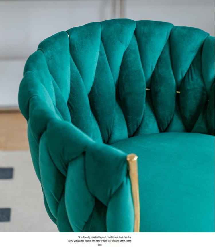 Elegant Gold Makeup & Dressing Stool with Fabric Upholstery