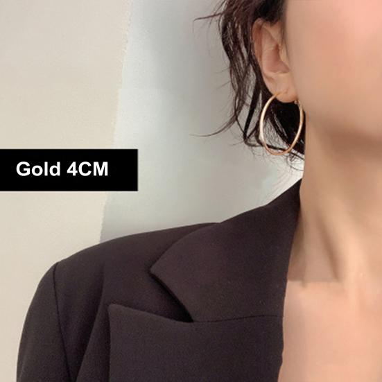 1 пара жіночих сережок-кілець різних полірованих розмірів, однотонні, з гальванічним покриттям