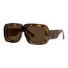 Sunglasses with Brand Logo On Temple Tips Square Frame Women's Sunglasses Tortoiseshell