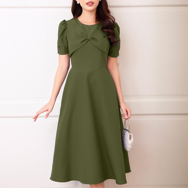 

ZANZEA Женское повседневное летнее платье с круглым вырезом и коротким рукавом 4XL зелёный