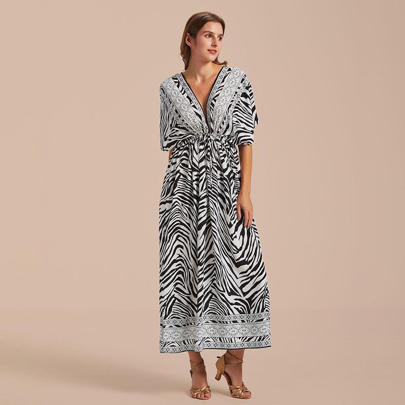 

Пляжная накидка большого размера с принтом зебры 2022: Свободный вискозный халат-бикини на кулиске One Size зебра печати