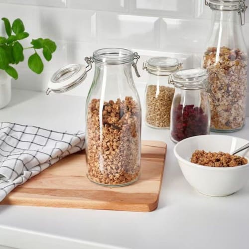 IKEA KORKEN: 1 L Clear Glass Bottle with Lid (805.413.63/80541363)