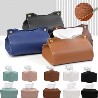 High Quality PU Leather Handbag Purse Tissue Box Holder Home Solid Color Storage Box Napkin Holder Tissue Boxes Napkin Holder