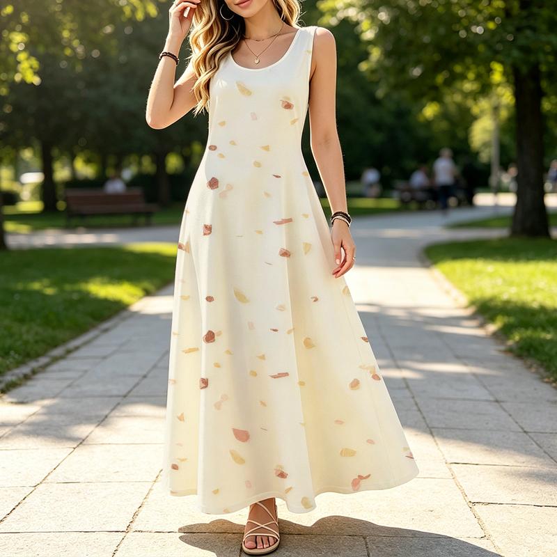 Women's Floral Print Sleeveless Maxi Dress Lightweight Flowy,Perfect for Beach,Outdoor Leisure,Daily Commute Chic Versatile,Fits Most Women