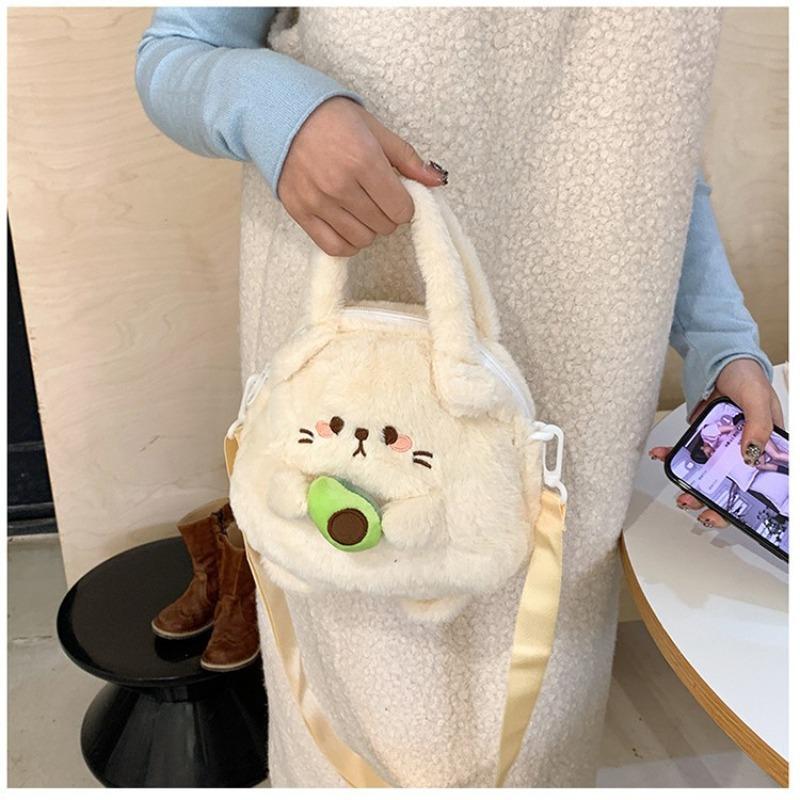 Casual Autumn and Winter Children's Plush Bag Cute Doll Handbag Girl Rabbit Bear Shoulder Messenger Bag
