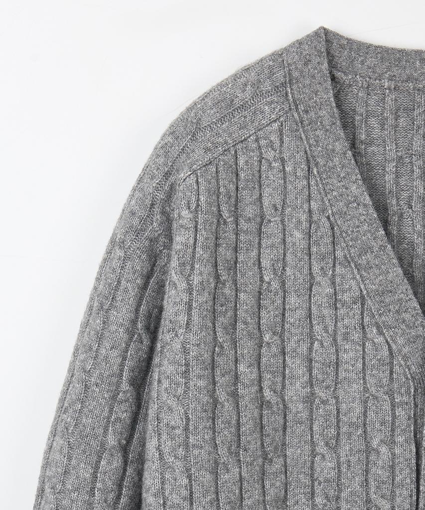 Nodu Cable Saddle Crop Cardigan [Gray]