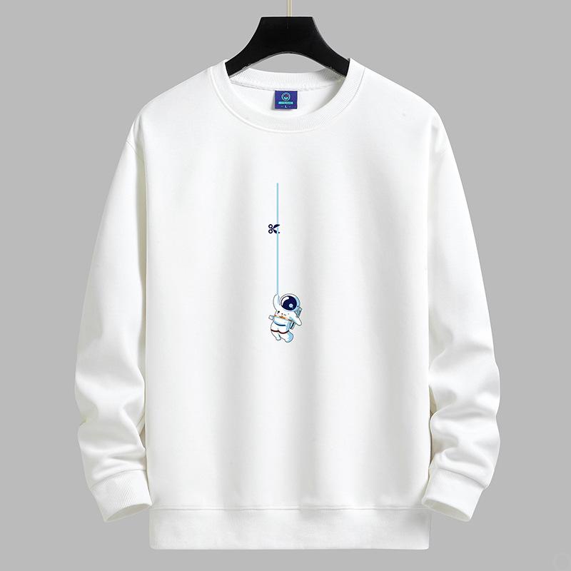 

Свитшот мужской с круглым вырезом с принтом космонавта, модный повседневный худи с длинным рукавом большого размера XXXL белый