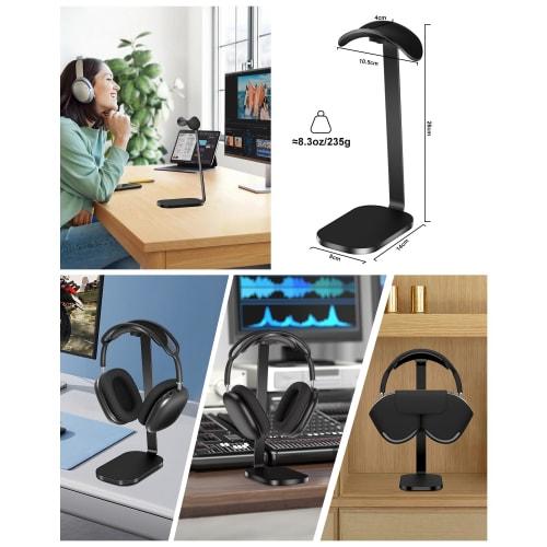 VICHYIE Headphone Stand for AirPods Max, with Aluminum Alloy Support Bar and Stable Non-Slip Stand, Compatible with Most Headphones - Black