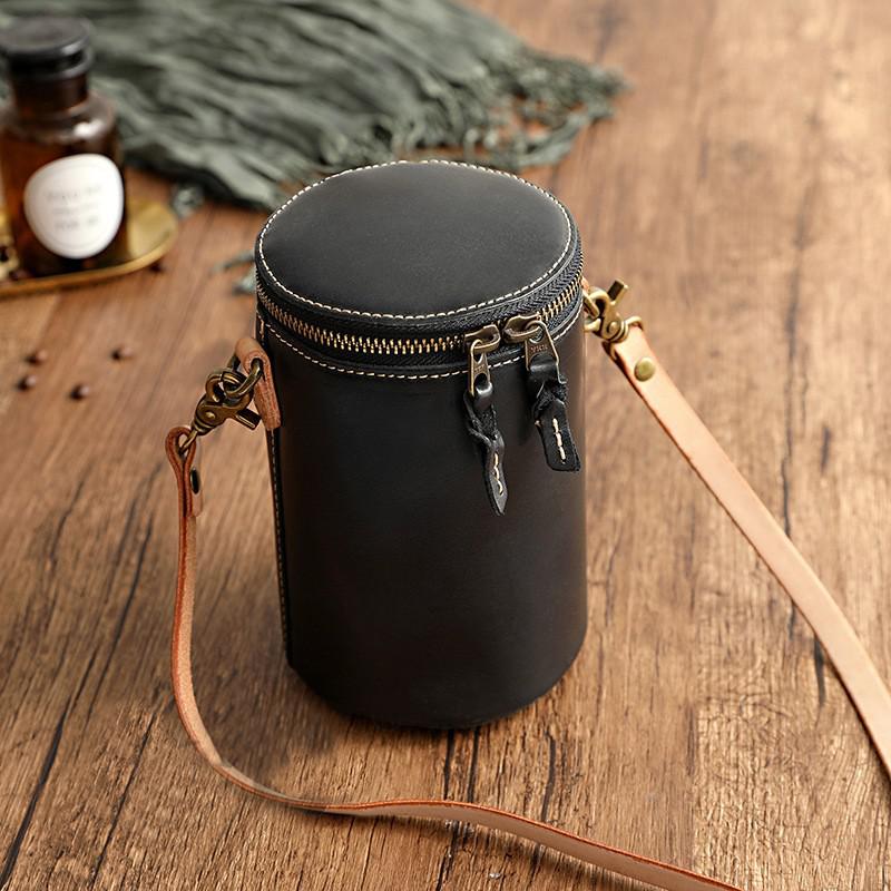 

Johnature Простая однотонная женская сумка из натуральной кожи для отдыха из натуральной воловьей кожи, бочкообразные сумки на плечо и через плечо чёрный