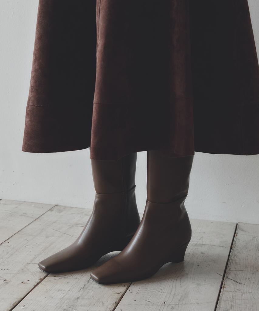 Moodnight Zina Wedge Heel Square Long Boots - 2 Colors | 5Cm