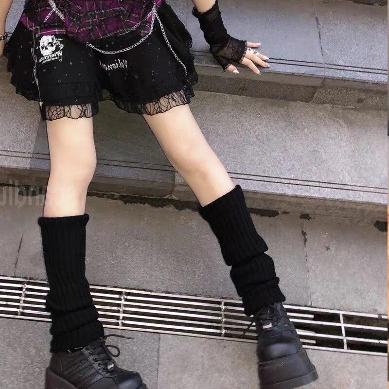 Winter Leg Warmers Fluffy Goth Gyaru Y2k Accessories Gothic Lolita Knit Socks Women Legs Warmers Ladi Sock Gothic Style Legging