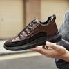 Leather shoes autumn casual sports crocodile pattern leather surface waterproof non-slip plain surface breathable shoes