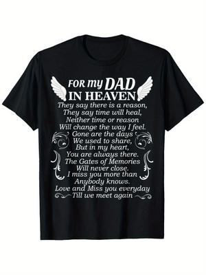 Für meinen Papa im Himmel Vermisse dich Papa Liebe Papa Vatertag T-Shirt 100% Baumwolle Rundhals Kurzarm T-Shirt