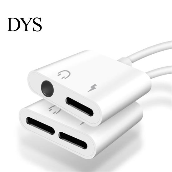 2 in 1 Dual-Port 3.5mm Jack Headphone Adapter Charge Cable for iPhone X/8/7