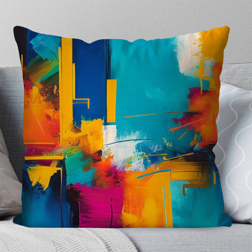 Colourful Abstract Painting Pillow Case Fashion Square Pillowcase Bedroom Sofa Room Ins Decoration Leisure