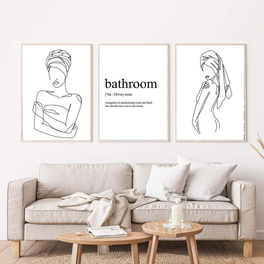 Donna sexy disegno a tratteggio arte della parete su tela pittura nordica poster e stampe immagini murali toilette spagnola Deja Poo arredamento per il bagno