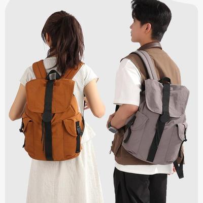 Solid Color Drawstring Unisex Backpack Travel Backpack Student Schoolbag
