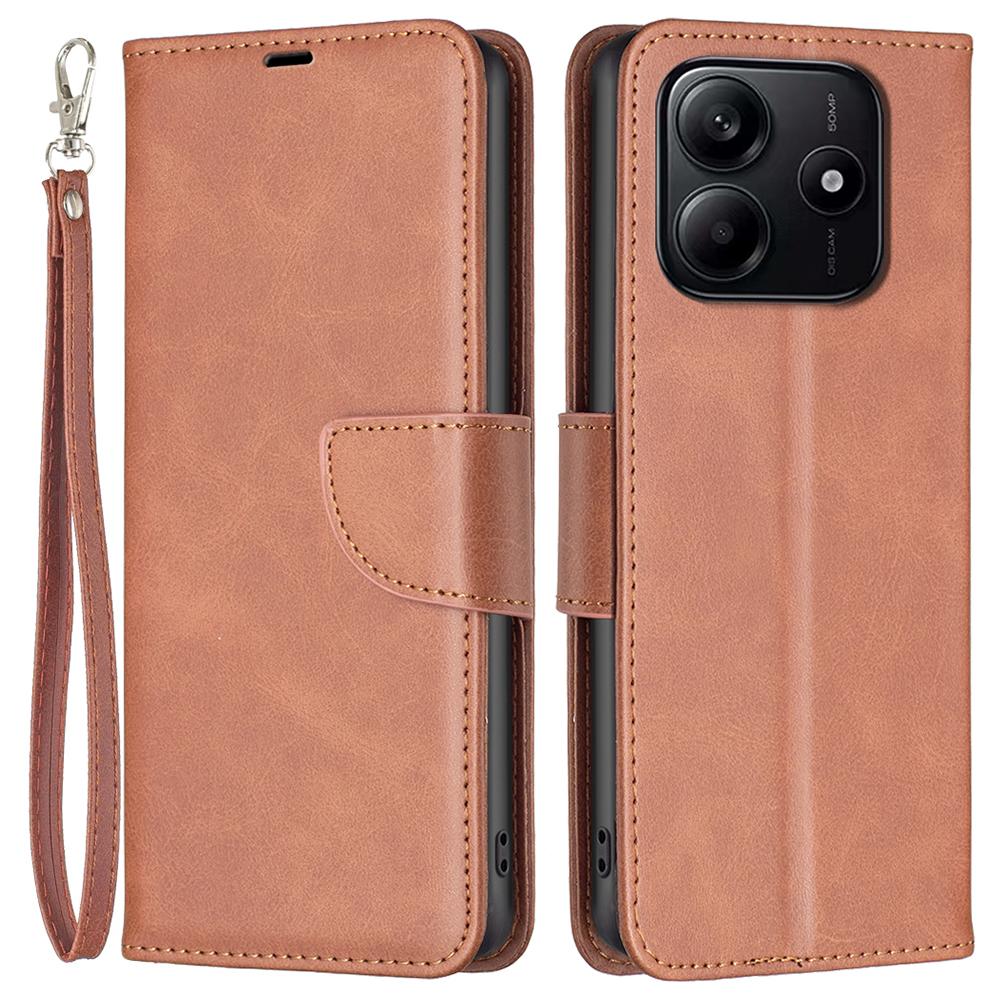 

For Xiaomi Redmi Note 14 4G (163.25x76.55x8.16mm) Case Shockproof PU Leather Cover with Wallet Card Slots Brown