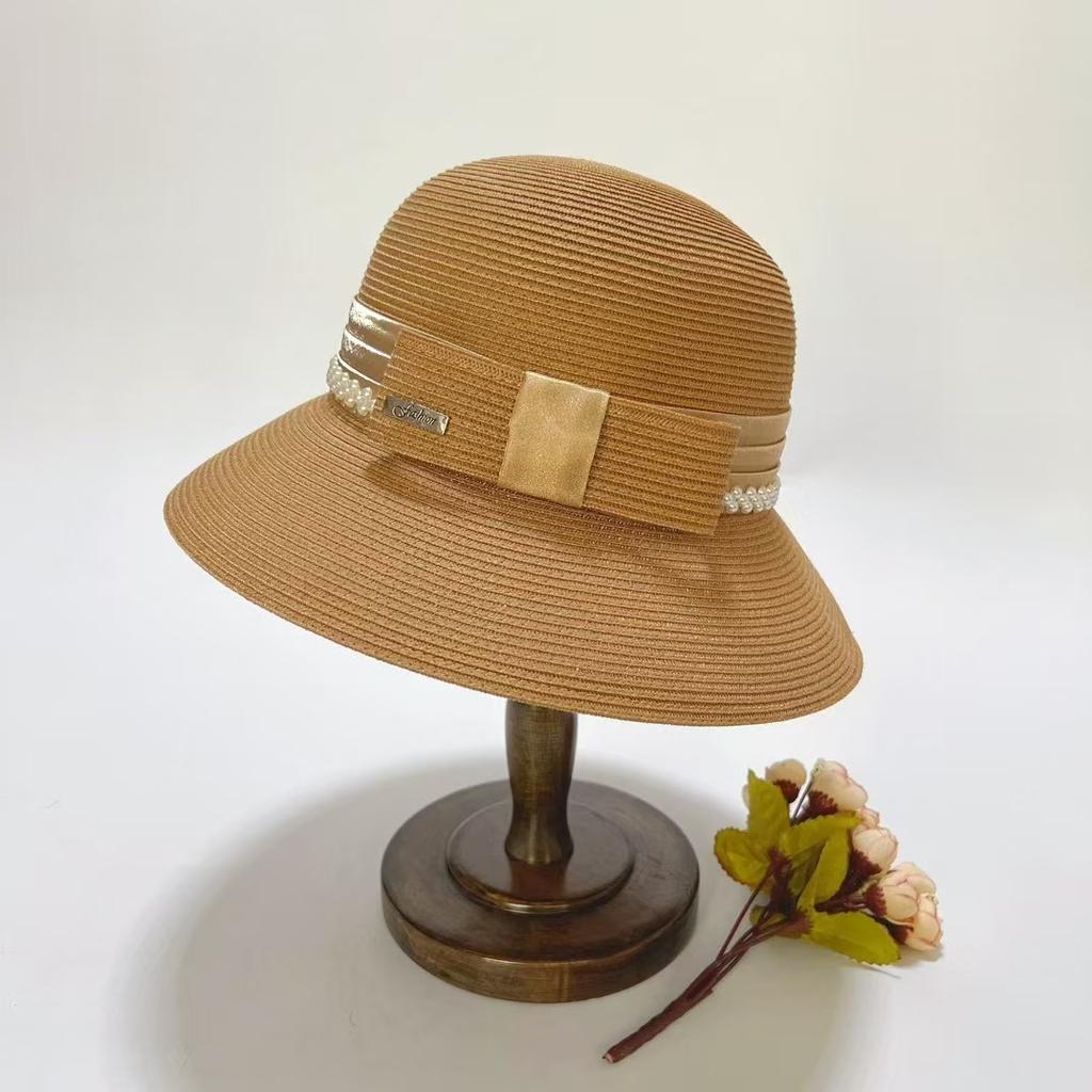 2025 New French Hat Women'S Summer Ice Hemp Silk Material Foldable Washable Elegant Top Hat Sunscreen Straw Hat