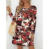 Ladies' Long Sleeved Round Neck Casual Mini Dress, 3D Retro Camouflage Printed Casual Vacation Dress