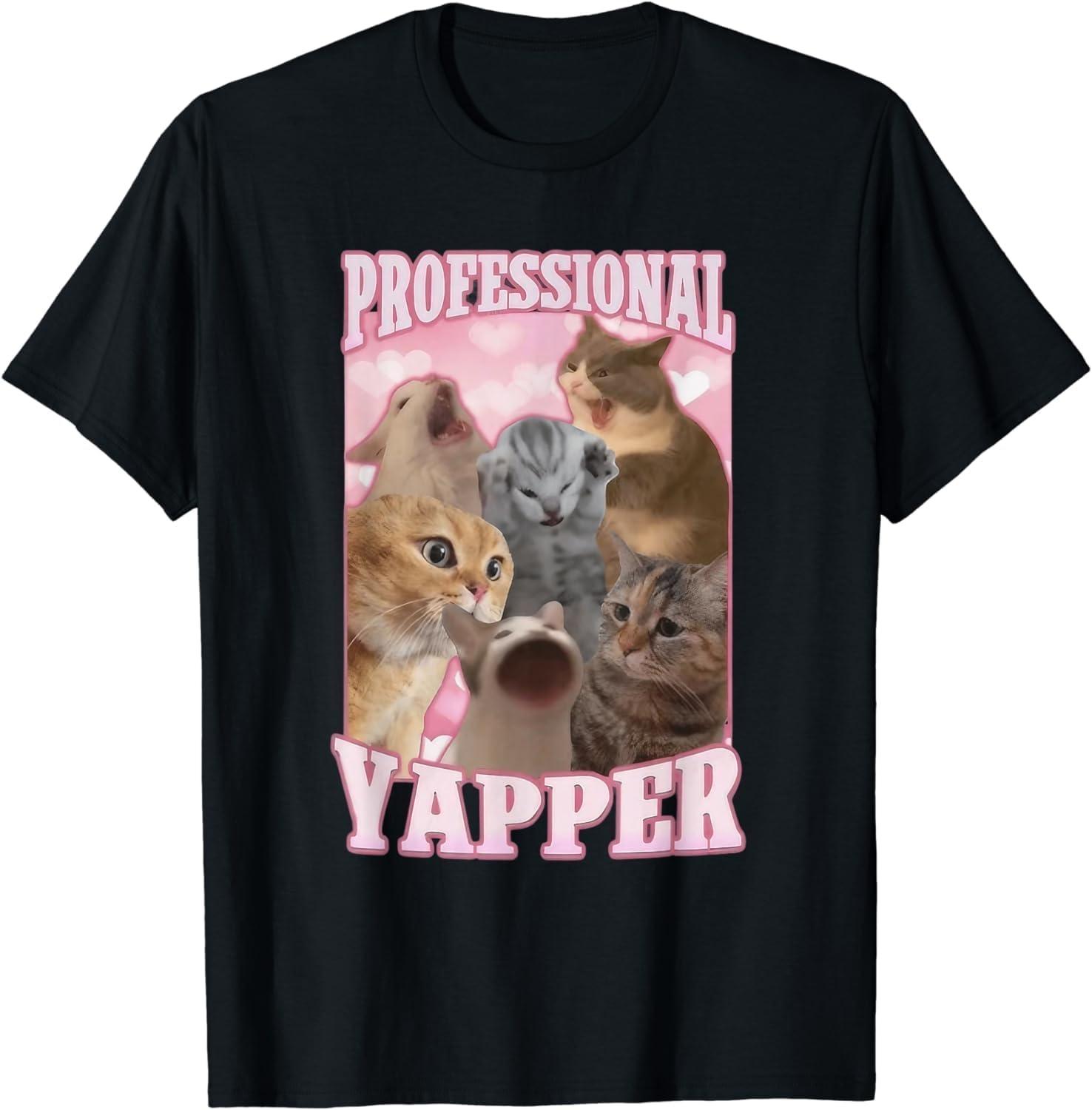 xHWJH Professional Yapper Funny Cat Meme T-Shirt XXXXXL чёрный