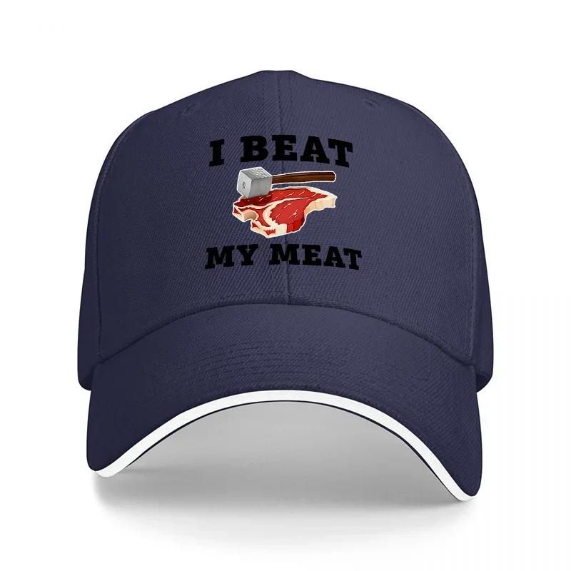 BEAT MY MEAT BASEBALLKAPPE SCHWARZ MIT RIND UND AXTHAND-DESIGN UnisexS MODEHUT SPORT OUTDOOR STYLE ZUBEHÖR